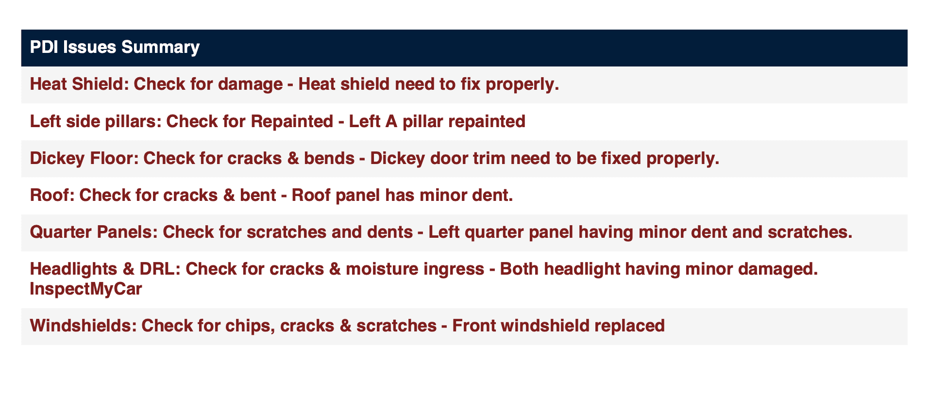PDI Issues Summary